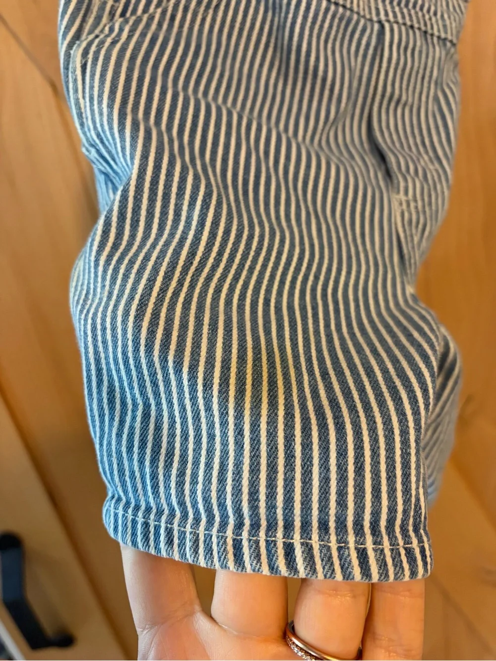 OshKosh B’gosh Vintage 24M Blue Stripe Shortall Overalls Toddler Denim Romper